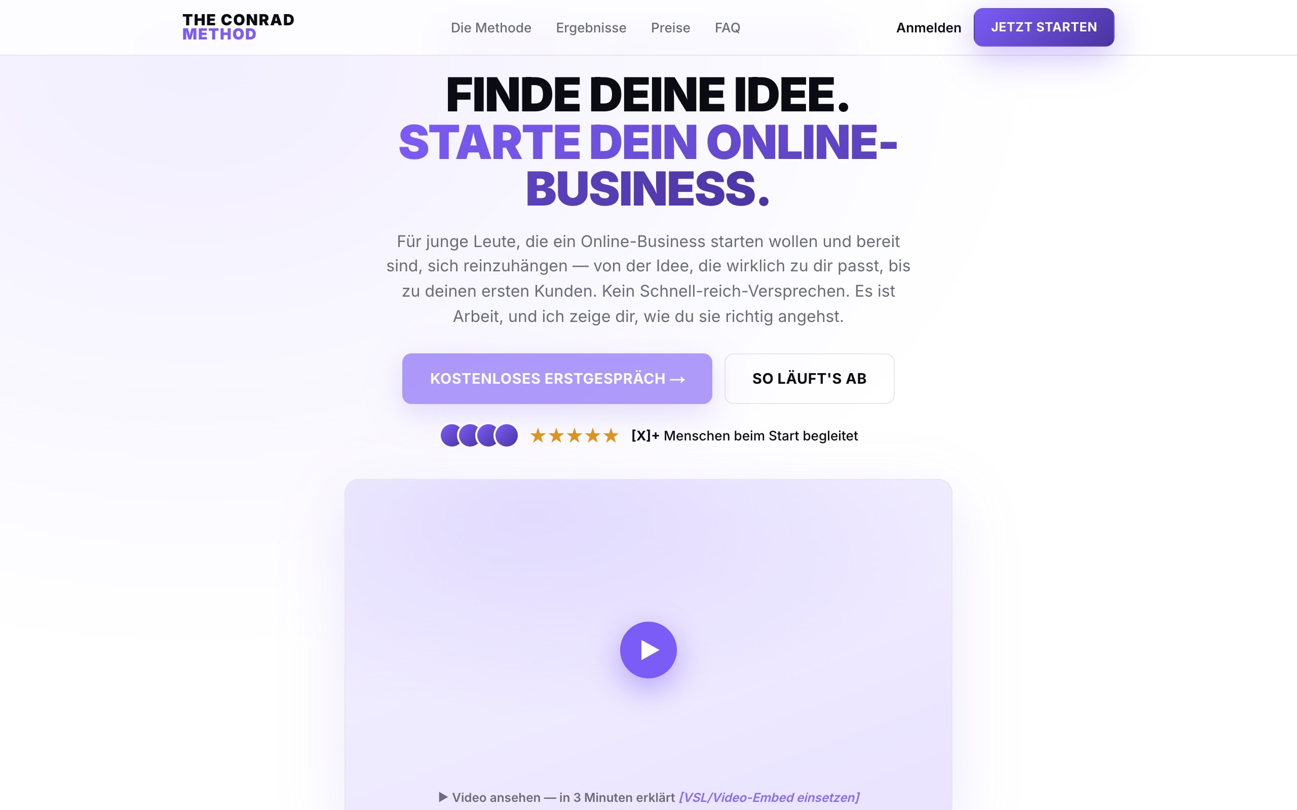Startseite von The Conrad Method